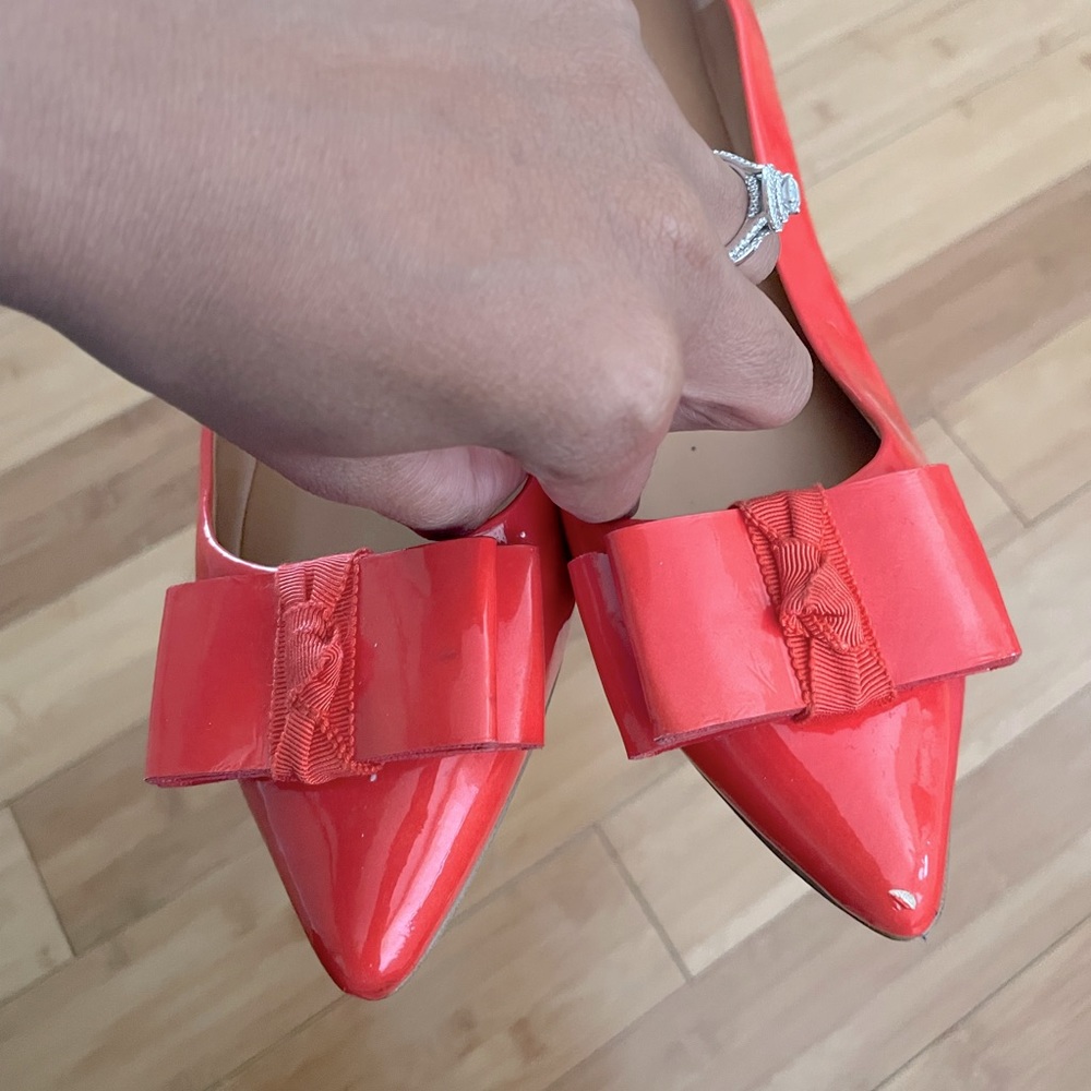 Bright Orange J. Crew Bow Flats